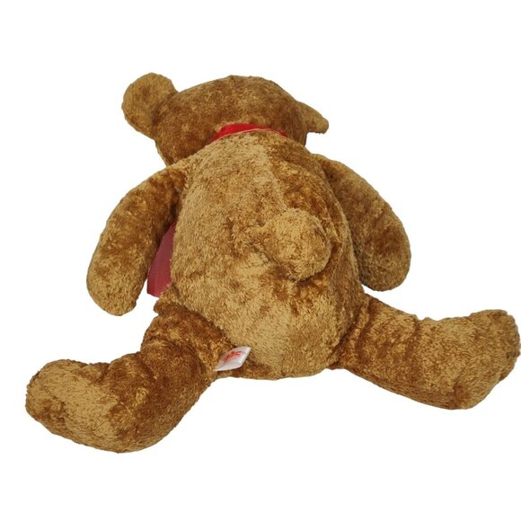 PBC International Brown Sitting Teddy Bear With Red Bow Ages 3 and up 17 inch - Picture 3 of 5